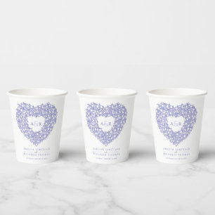 Vasos De Papel Monograma de arte de ramo de tulipán azul boda