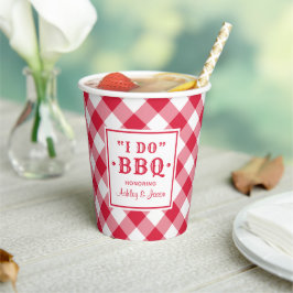 Vasos De Papel Monograma de boda personalizada BBQ Red Rústica