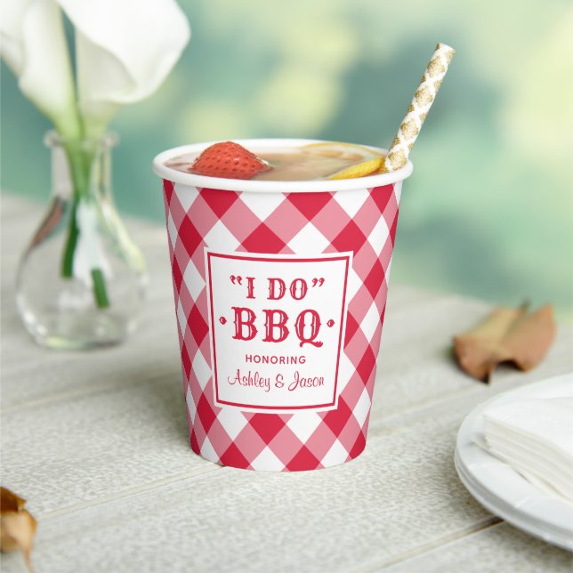 Vasos De Papel Monograma de boda personalizada BBQ Red Rústica (in situ)