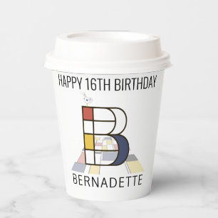 Vasos De Papel Monograma de estilo de neoplastismo С. Letra B