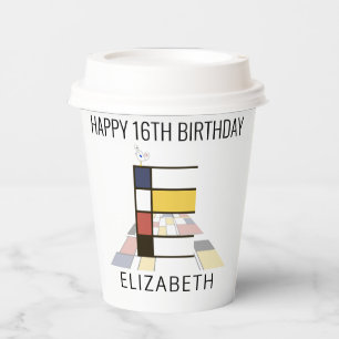 Vasos De Papel Monograma de estilo de neoplastismo С. Letra E