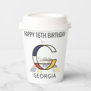 Vasos De Papel Monograma de estilo de neoplastismo С. Letra G