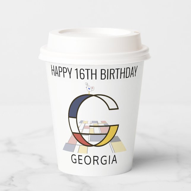 Vasos De Papel Monograma de estilo de neoplastismo С. Letra G (Anverso)