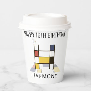 Vasos De Papel Monograma de estilo de neoplastismo С. Letra H