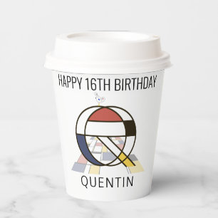 Vasos De Papel Monograma de estilo de neoplastismo С. Letra Q