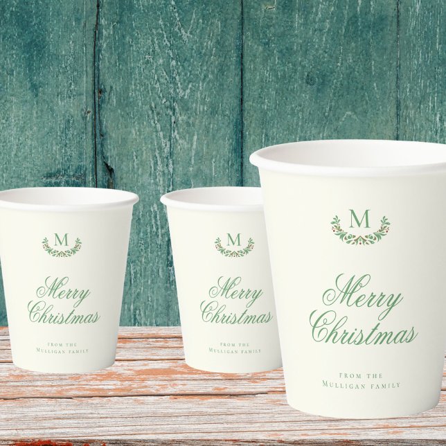 Vasos De Papel Monograma de la familia de Navidades clásicos (Subido por el creador)