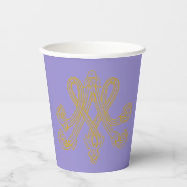 Vasos De Papel Monograma de Lavender Marie Antoinette (Anverso)