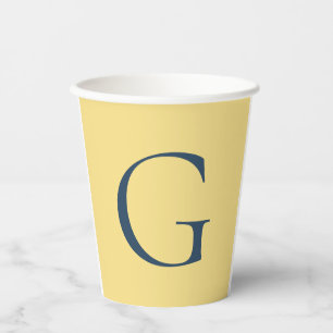 Vasos De Papel Monograma de letra inicial Jazmín Gris Pizarra Lis