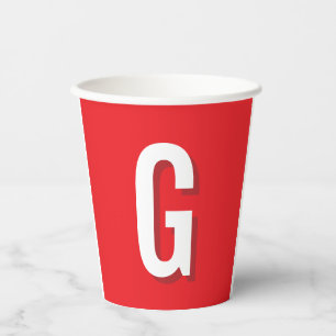 Vasos De Papel Monograma de letra inicial rojo blanco simple