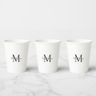Vasos De Papel monograma de letra inicial simple añade tu letra d