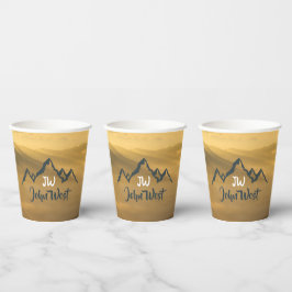Vasos De Papel Monograma de montañas personalizables de amanecer 