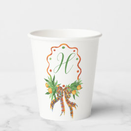 Vasos De Papel Monograma de Naranjas de color de agua para Navida