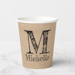 Vasos De Papel Monograma de papel negro kraft rústico