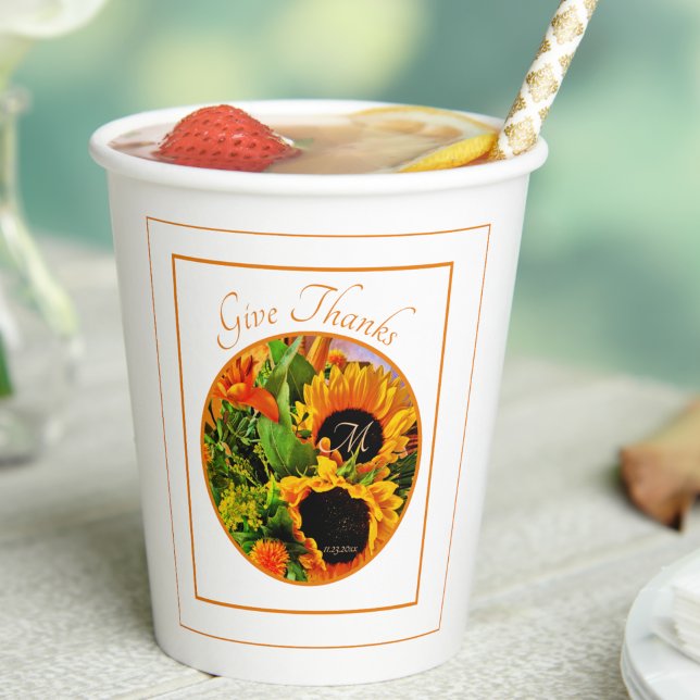 Vasos De Papel Monograma De Regalo De Giro Rústico Gracias (Subido por el creador)