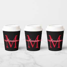 Vasos De Papel Monograma de retiro del combatiente de incendios d