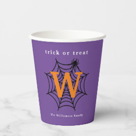 Vasos De Papel Monograma de telaraña de Halloween para truco o tr