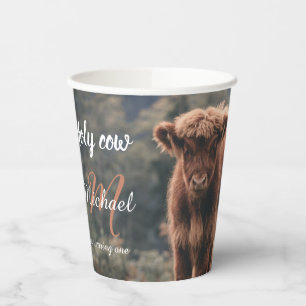 Vasos De Papel Monograma de ternera bovina de la región montañesa