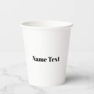Vasos De Papel Monograma de texto de nombre personalizado blanco 