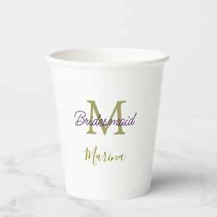 Vasos De Papel monograma de tribu de novia despedida de soltera s
