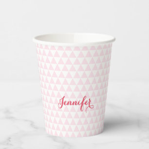Vasos De Papel Monograma elegante de diseño rosa moderno personal