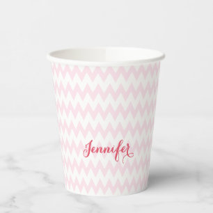 Vasos De Papel Monograma elegante de diseño rosa personalizado mo