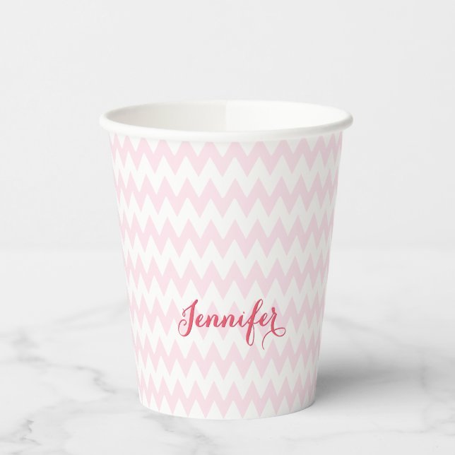 Vasos De Papel Monograma elegante de diseño rosa personalizado mo (Izquierda)