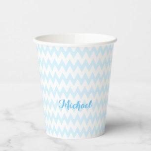 Vasos De Papel Monograma elegante del patrón azul personalizado m