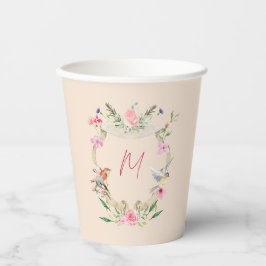Vasos De Papel Monograma floral Sexo Neutral Baby Shower