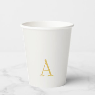 Vasos De Papel Monograma inicial profesional en color dorado y pa