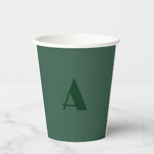 Vasos De Papel Monograma Letra inicial personalizado Retro verde