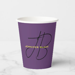 Vasos De Papel Monograma Letras iniciales Índigo Minimalista mode