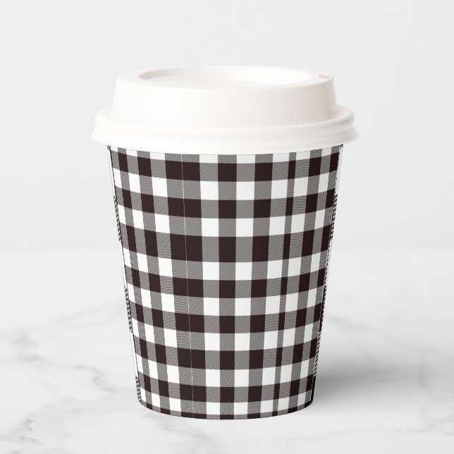 Vasos De Papel Monograma Moda Rústica Marrón y blanco (Anverso)