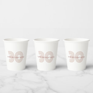 Vasos De Papel Monograma moderno de beige y vino