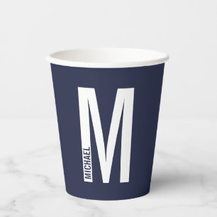 Vasos De Papel Monograma moderno y negrita personalizado y papel