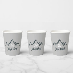 Vasos De Papel Monograma personalizable de la gama de montañas di