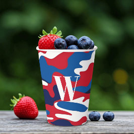 Vasos De Papel Monograma Rojo Blanco Azul Patriótico Camo