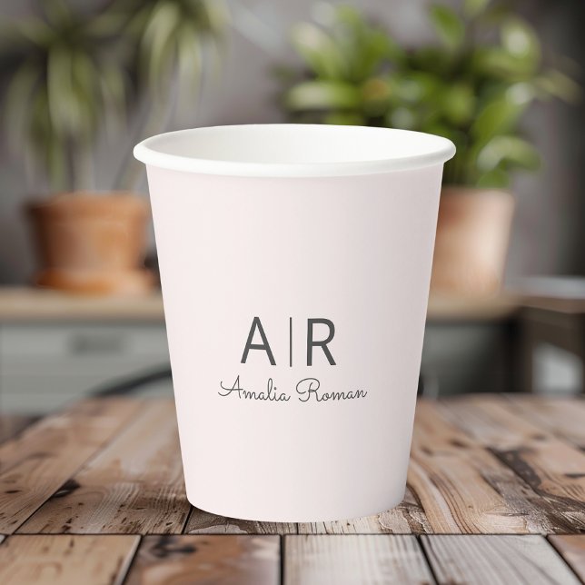 Vasos De Papel Monograma rosa personalizado (Subido por el creador)