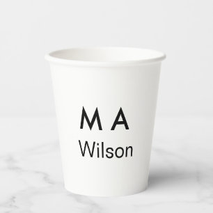 Vasos De Papel Monograma simple añade tu letra de nombre hombre m