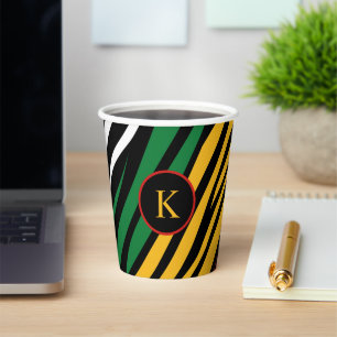 Vasos De Papel Monograma Verde Rojo Amarillo Negro Mes de Histori