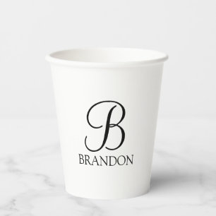Vasos De Papel Monograma y nombre de guión personalizado clásico