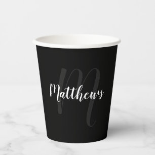 Vasos De Papel Monograma y nombre del guión moderno personalizad