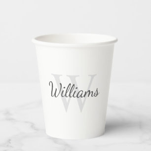 Vasos De Papel Monograma y nombre personalizados