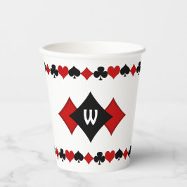 Vasos De Papel Monogramación de conjuntos de tarjetas rojas y neg