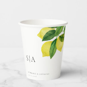Vasos De Papel Monogramas Boda de ecología de rama de cítricos li