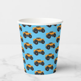 Vasos De Papel Monster Camión Naranja Azul
