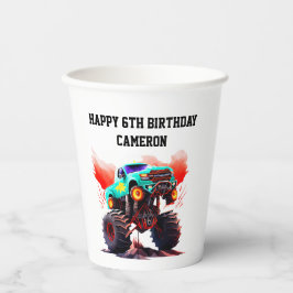 Vasos De Papel Monster Truck Kids Fiesta de cumpleaños