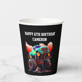 Vasos De Papel Monster Truck Kids Fiesta de cumpleaños