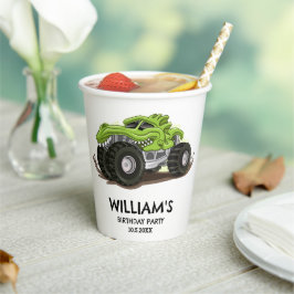 Vasos De Papel Monster Truck Partido de Cumpleaños Niños Mínimos 