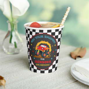 Vasos De Papel Monster Truck Rally Birthday Party Decorations
