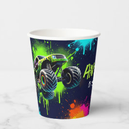 Vasos De Papel Monster Truck Shark Birthday Party Paper Cups